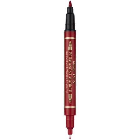 Marcatore permanente doppia punta Pentel Twin Tip tratti F-M rosso N75W-BE